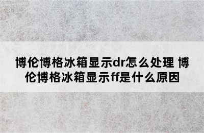 博伦博格冰箱显示dr怎么处理 博伦博格冰箱显示ff是什么原因